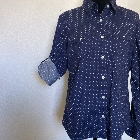 L.L Bean polka dot button down shirt - Picture 2 of 6